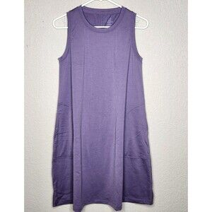 Woolx Women's Clara Sleeveless Knee Length Dress Merino Wool, Purple Size Medium